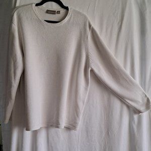Sweater, 2XL, White, Long Sleeve, Croft & Barrow, Crew Neck, Casual